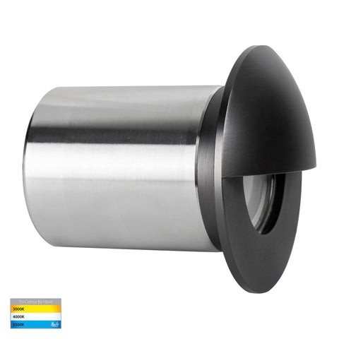 Ollo Graphite Coloured Brass TRI Colour LED Step Light With Eyelid - HV19012T-GPH