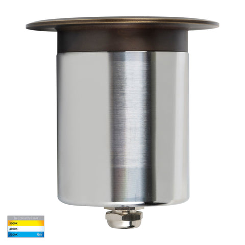 Ollo Antique Brass TRI Colour LED Wall or Inground Light - HV19022T-AB
