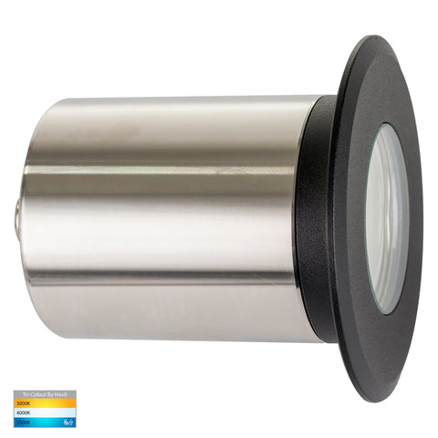Recessed Round Wall / Black Step Light - HV19022T-BLK