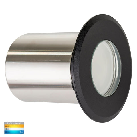 Recessed Round Wall / Black Step Light - HV19022T-BLK