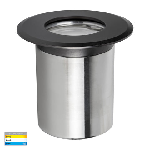 Ollo Graphite Coloured Brass TRI Colour LED Wall or Inground Light - HV19022T-GPH