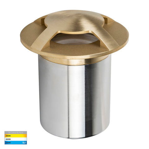 Viale Brass TRI Colour LED Four Way Driveway Light - HV19092T-BR