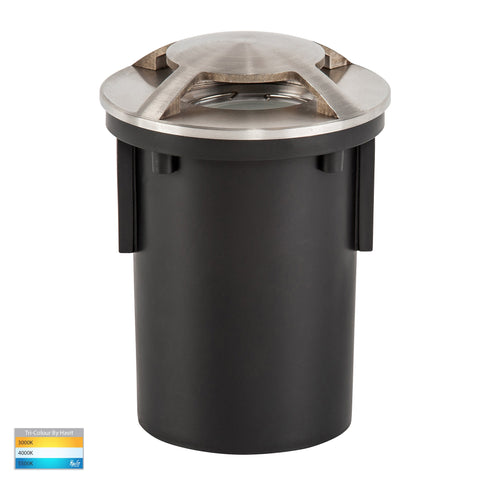 Four Way In-ground Path / Driveway Light Round 316 Stainless Steel - HV19092T