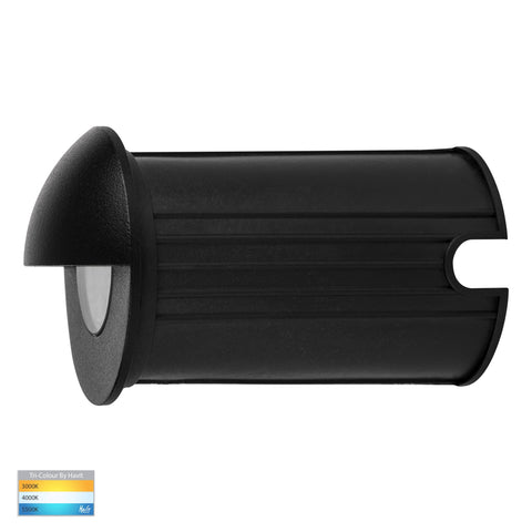 Elite Black Aluminium LED Wall or Step Light with Eyelid - HV2884T-BLK-12V