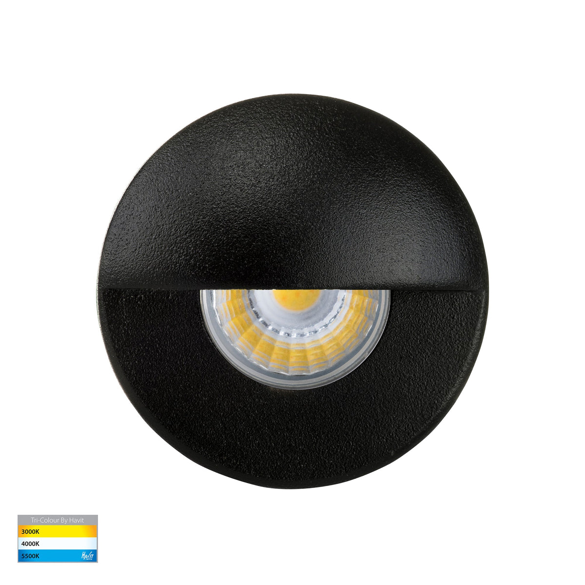 Mini Recessed Step Light with Eyelid Black - HV2891T-BLK-12V