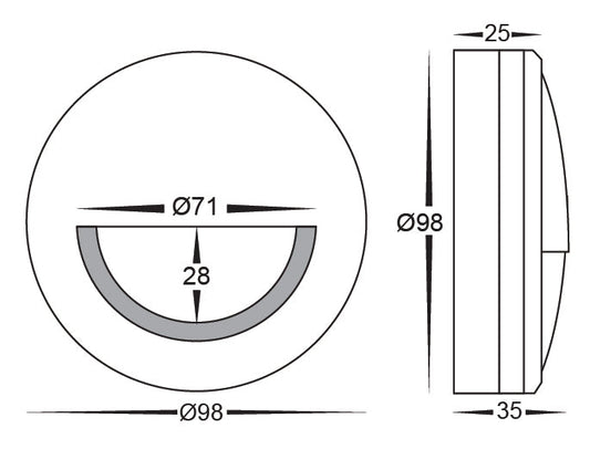 Nava Titanium Coloured Aluminium LED Step Light with Eyelid - HV2961T-TTM-12V