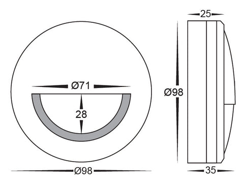 Nava Black LED Step Light with Eyelid - HV2961T-BLK-240V
