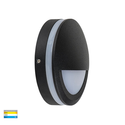 Nava Black LED Step Light with Eyelid - HV2961T-BLK-240V