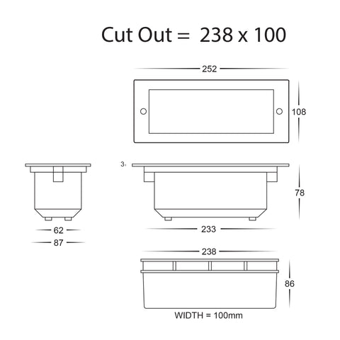 Bata 316 Stainless Steel LED Brick Light - HV3003T-SS316-240V