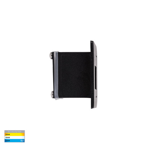 Trin Black Small Square Recessed LED Step Light - HV3111T-BLK-12V