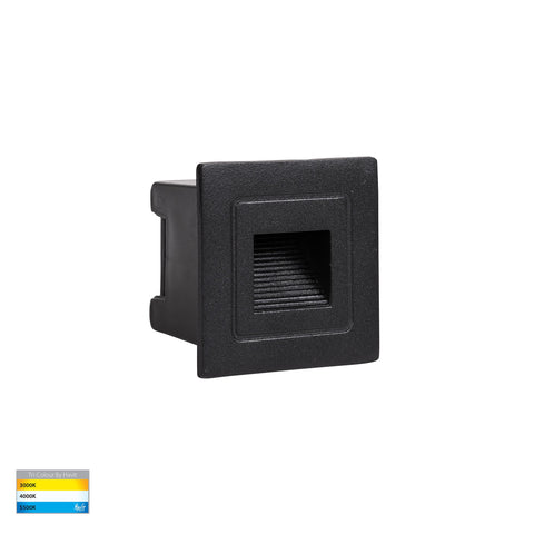Trin Black Small Square Recessed LED Step Light - HV3111T-BLK-12V