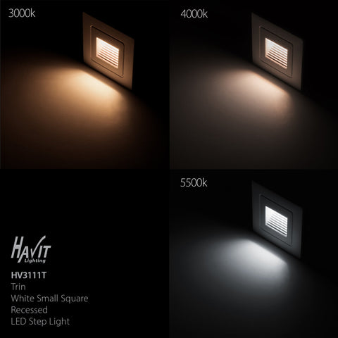 Trin Black Small Square Recessed LED Step Light - HV3111T-BLK-12V