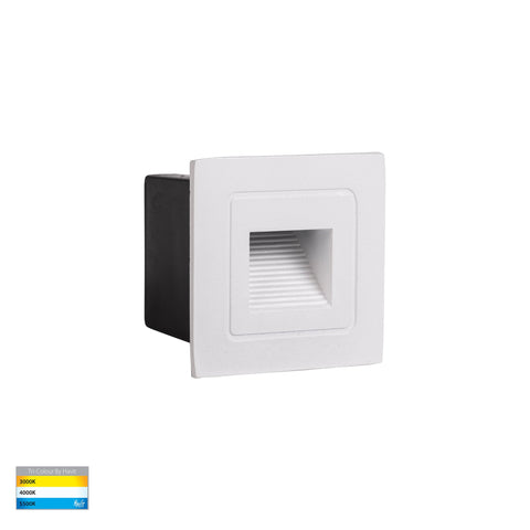 Trin White Small Square Recessed LED Step Light - HV3111T-WHT-12V