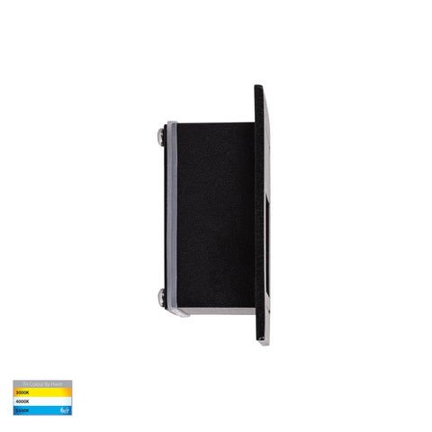 Trin Black Square Recessed LED Step Light - HV3112T-BLK-240V