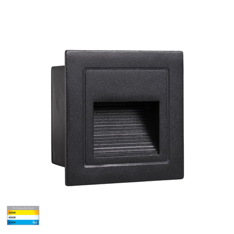 Trin Black Square Recessed LED Step Light - HV3112T-BLK-12V