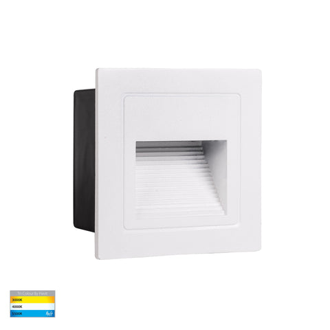 Trin White Square Recessed LED Step Light - HV3112T-WHT-240V