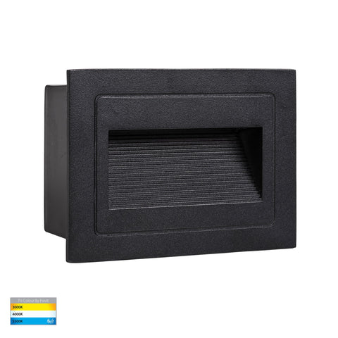 Trin Black Rectangular Recessed LED Step Light - HV3113T-BLK-12V