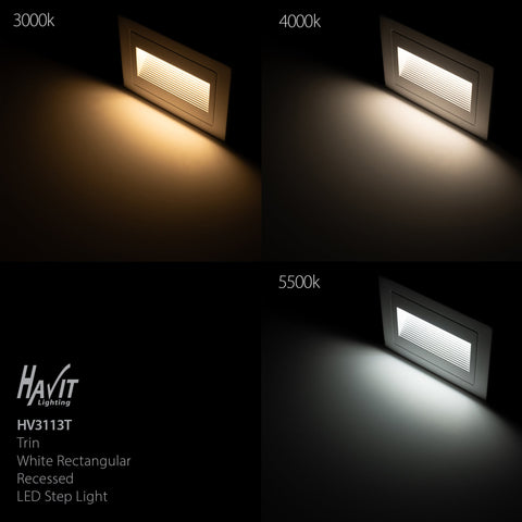 Trin White Rectangular Recessed LED Step Light - HV3113T-WHT-12V
