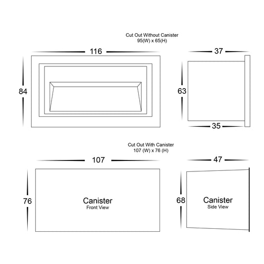 Trin Black Rectangular Recessed LED Step Light - HV3113T-BLK-240V