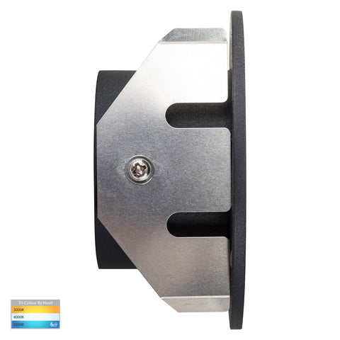 Reces Black Round TRI Colour Recessed LED Step Light - HV3205T-BLK-12V