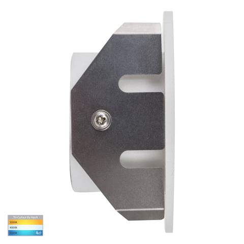 Reces White Round TRI Colour Recessed LED Step Light - HV3205T-WHT-12V