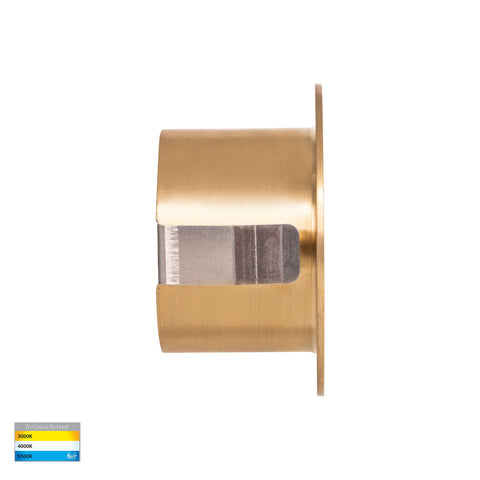 Mini Reces Brass Round TRI Colour Recessed LED Step Light - HV3206T-BR-12V