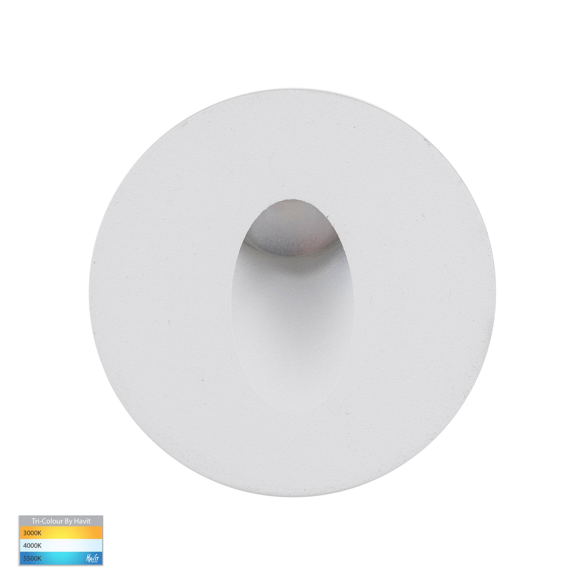 Mini Reces White Round TRI Col - HV3206T-WHT-12V