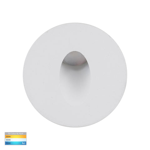 Mini Reces White Round TRI Col - HV3206T-WHT-12V
