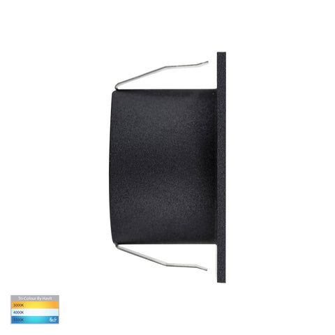 Mini Reces Black Square TRI Colour Recessed LED Step Light - HV3216T-BLK-12V