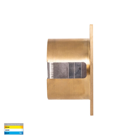 Mini Reces Brass Square TRI Colour Recessed LED Step Light - HV3216T-BR-12V
