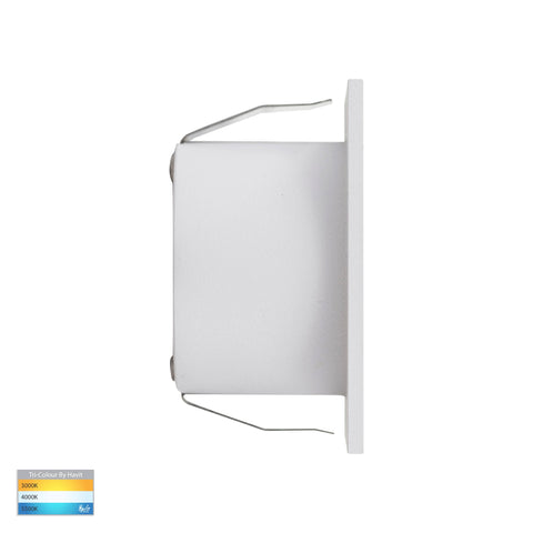 Mini Reces White Square TRI Colour Recessed LED Step Light HV3216T-WHT-12V