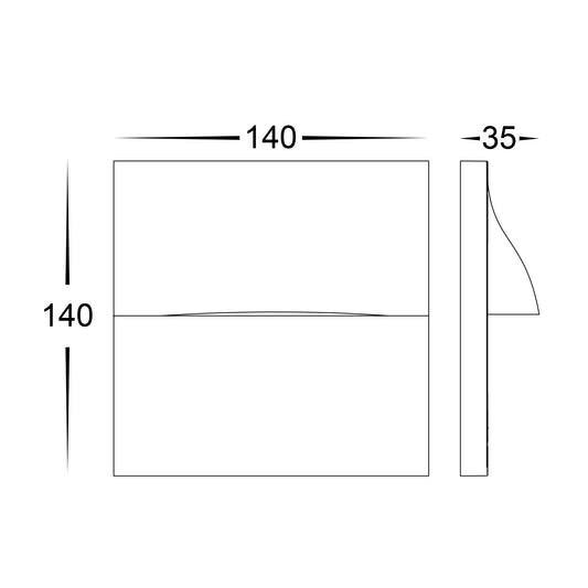 Lisca Aluminium Black Square LED Wall Light - HV3228T-BLK-240V