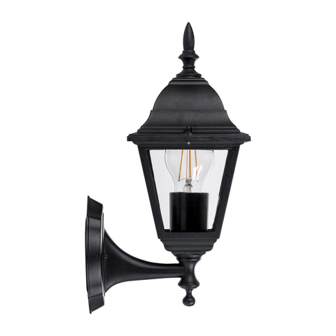 Newark Aluminium Black 4 Panel Coach Wall Light - HV3551W-BLK