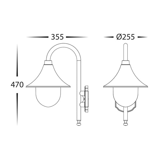 Hove Aluminium Black Coach Wall Light - HV3554W-BLK