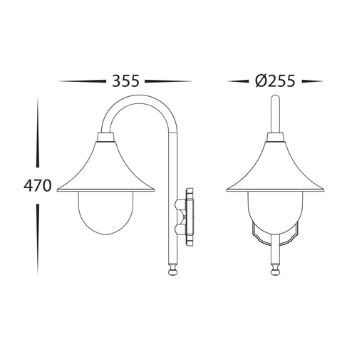 Hove Aluminium Black Coach Wall Light - HV3554W-BLK