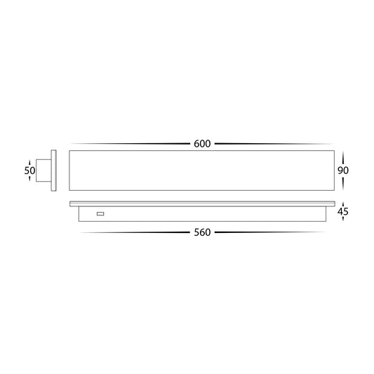 Barline Shadow Aluminium White 600mm Wall Light - HV3572T-WHT