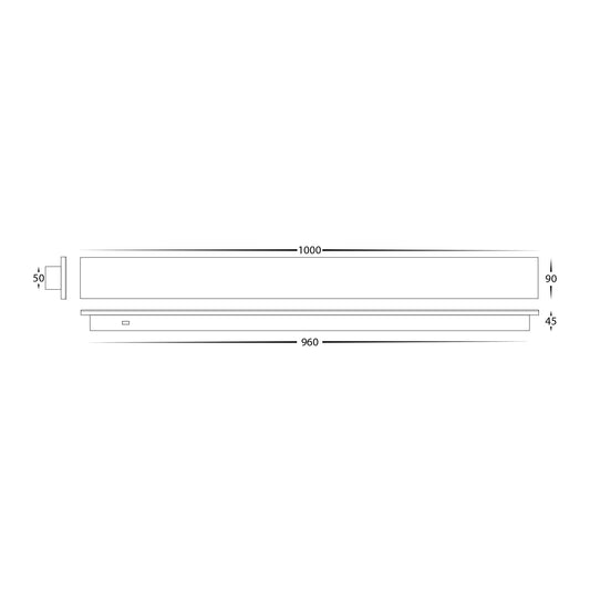 Barline Shadow Aluminium Black 1000mm Wall Light - HV3574T-BLK