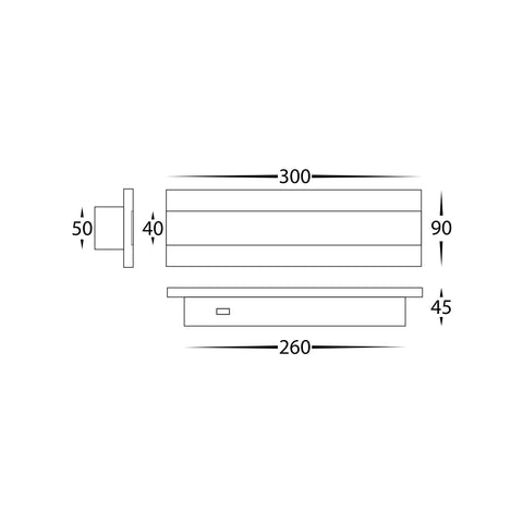 Barline Aluminium Black 300mm Wall Light - HV3581T-BLK-24V