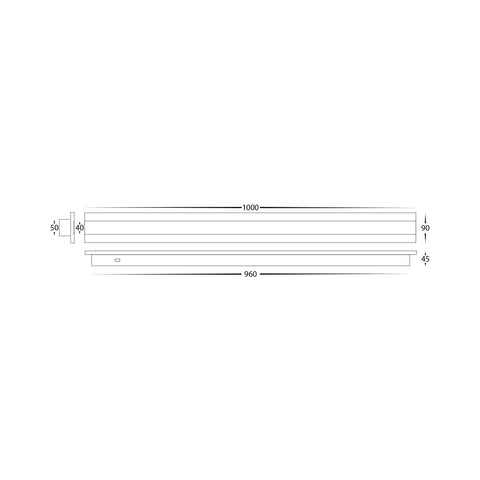 Barline Aluminium White 1000mm Wall Light - HV3584T-WHT-24V