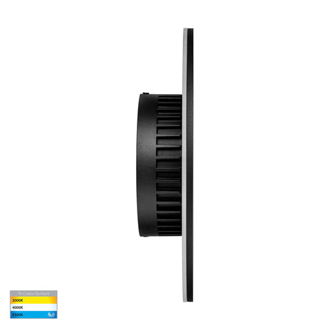 Halo Black TRI Colour LED Wall Light - HV3593T-BLK-12V