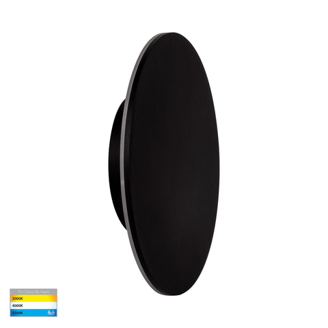 Halo Black TRI Colour LED Wall Light - HV3593T-BLK