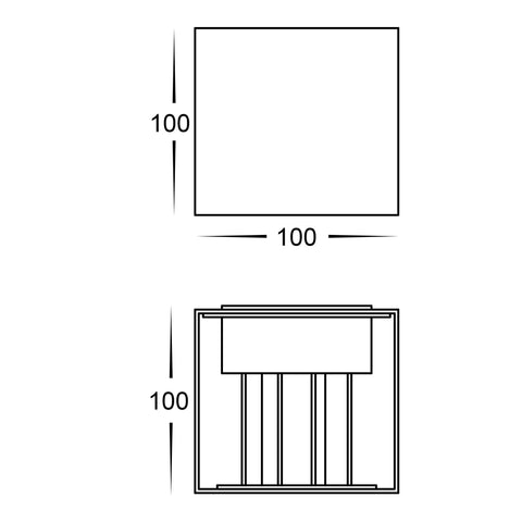 Celes Polycarbonate Black Square Up & Down Wall Light - HV3611T-BLK