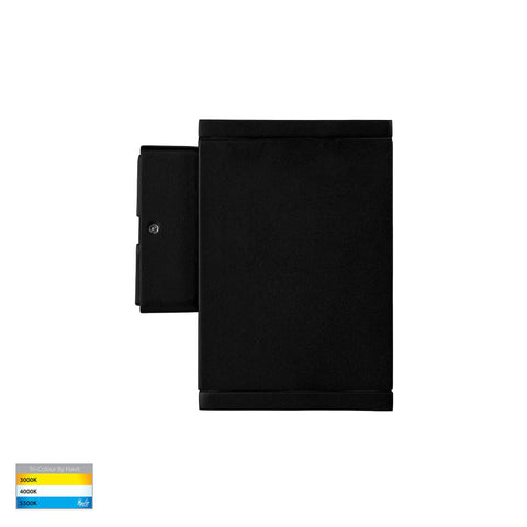Quadru Square Black TRI Colour Fixed Down LED Wall Light - HV3623T-BLK