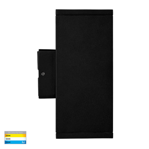 Quadru Square Black TRI Colour Up & Down LED Wall Light - HV3624T-BLK