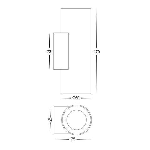 Aries 316 Stainless Steel Black Up & Down LED Wall Light HV3626T-BLK
