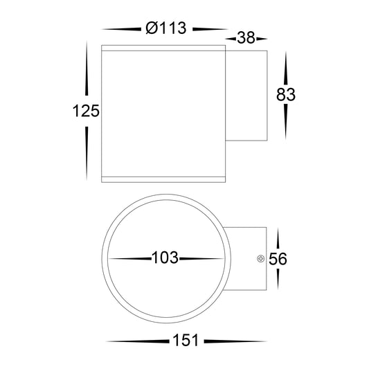 Porter 15w LED White Large Fixed Down Wall Light - HV3628T-WHT