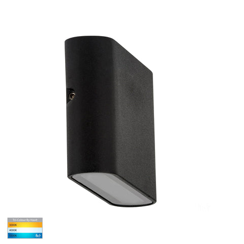 Lisse Black Fixed Down TRI Colour LED Wall Light - HV3641T-BLK-240V