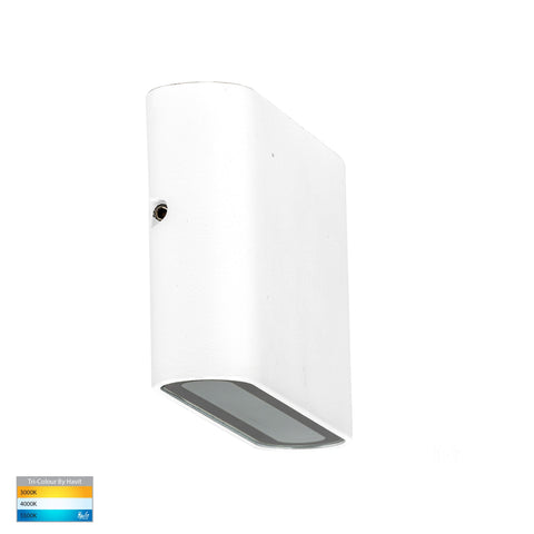 Lisse White Fixed Down TRI Colour LED Wall Light - HV3641T-WHT-12V