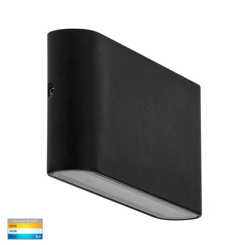 Lisse Black Fixed Down TRI Colour LED Wall Light- HV3643T-BLK-240V