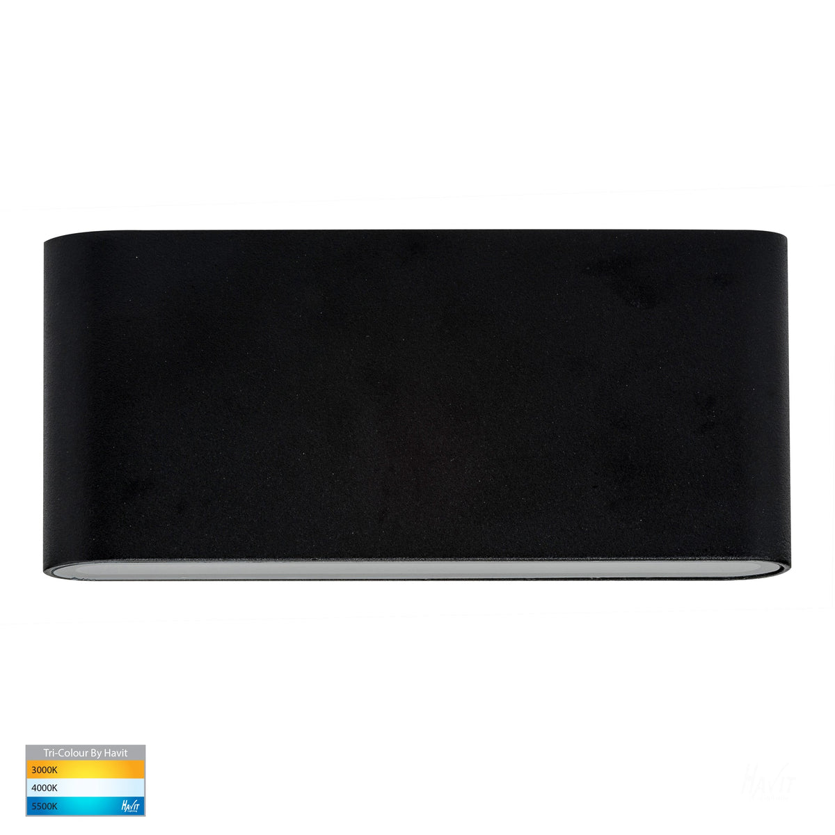 Lisse Black Fixed Down TRI Colour LED Wall Light- HV3643T-BLK-240V